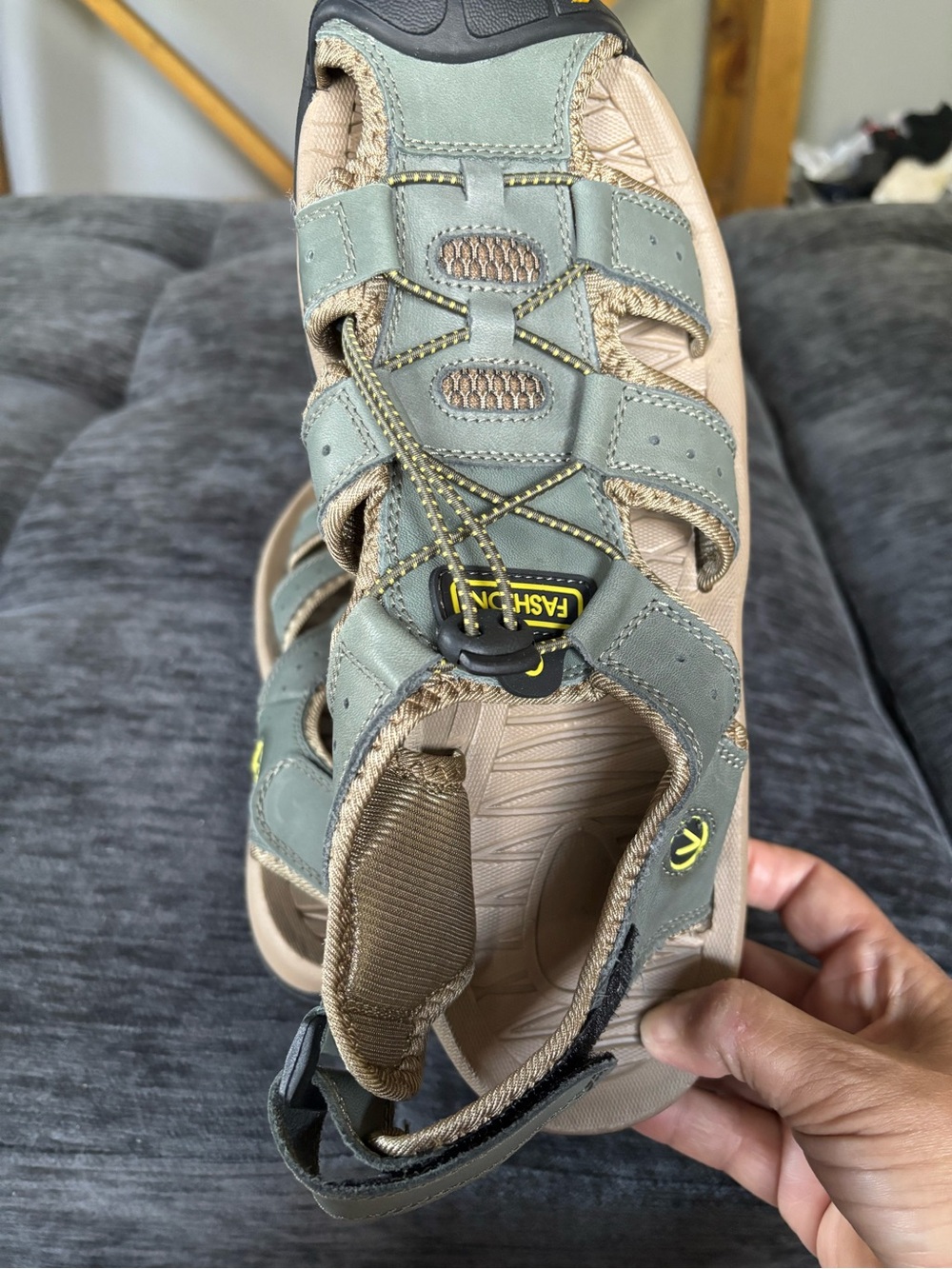 Men’s Outdoor Sport Sandals - Green/Tan - Picture 2 of 7